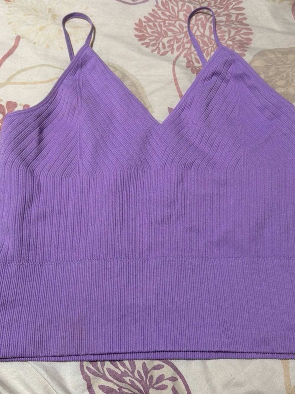 Ribbed V-Neck Spaghetti Strap Camisole in Purple